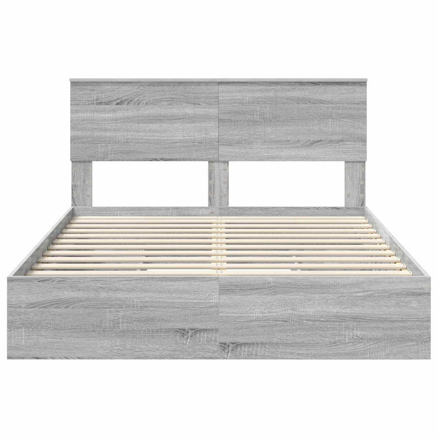 Bedframe met lade Grijs Sonoma 140 x 200 cm Bewerkt hout