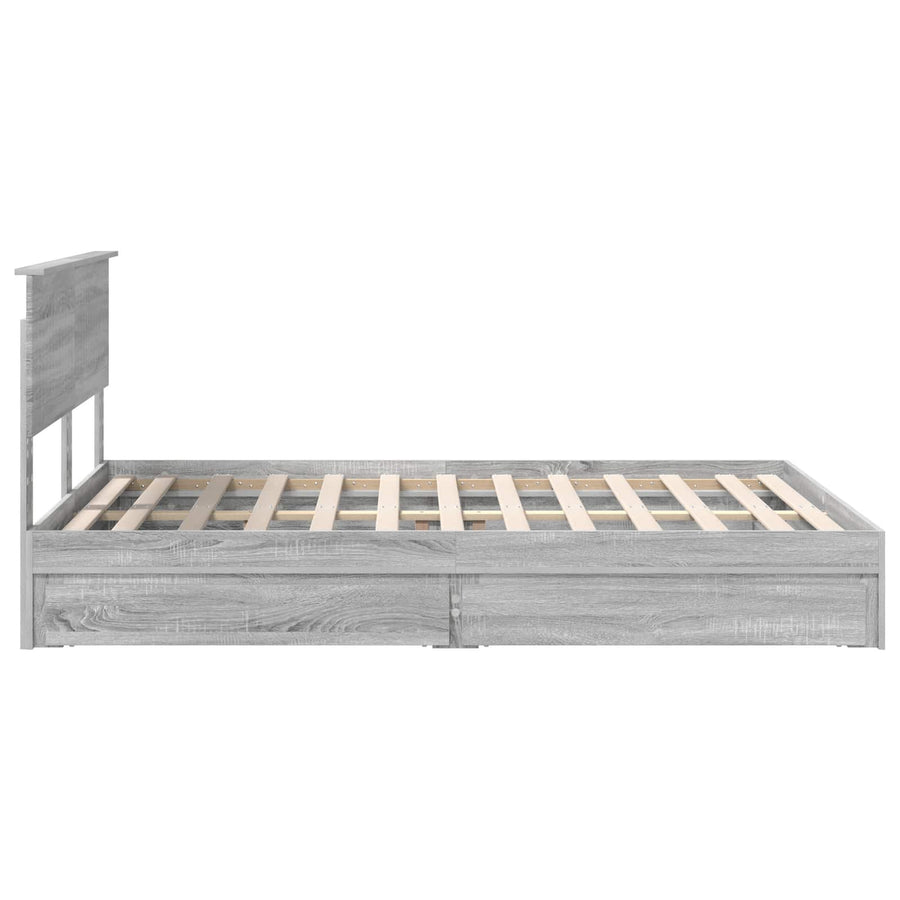 Bedframe met lade Grijs Sonoma 140 x 200 cm Bewerkt hout