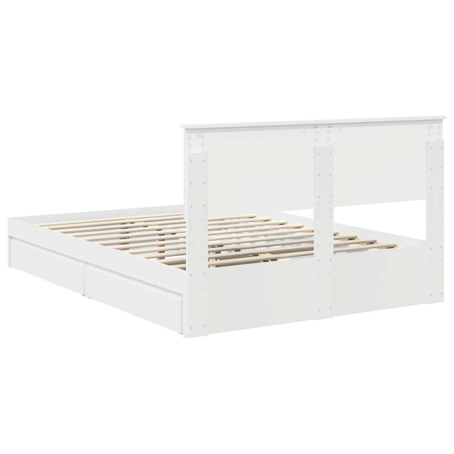Opslag bed met hoofdeinde Wit 140 x 190 cm Bewerkt hout