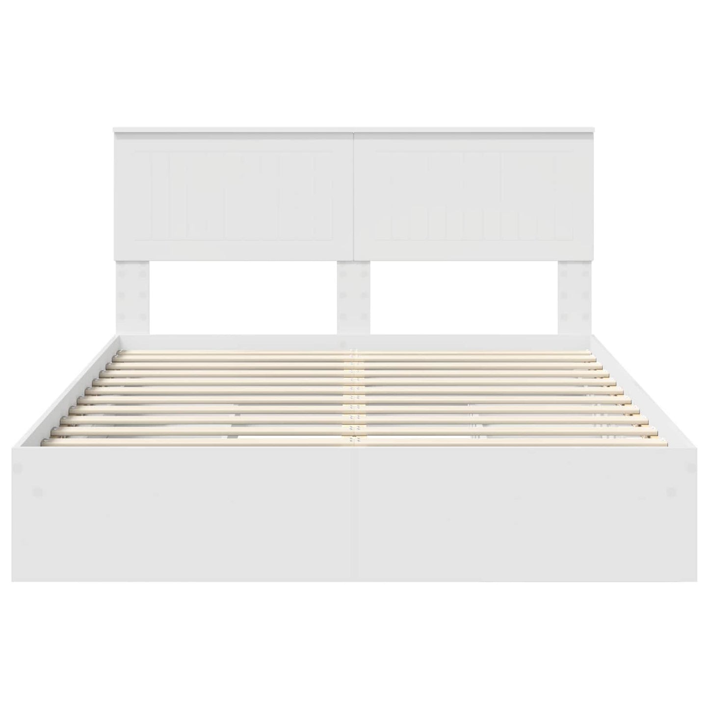 Opslag bed met hoofdeinde Wit 140 x 190 cm Bewerkt hout