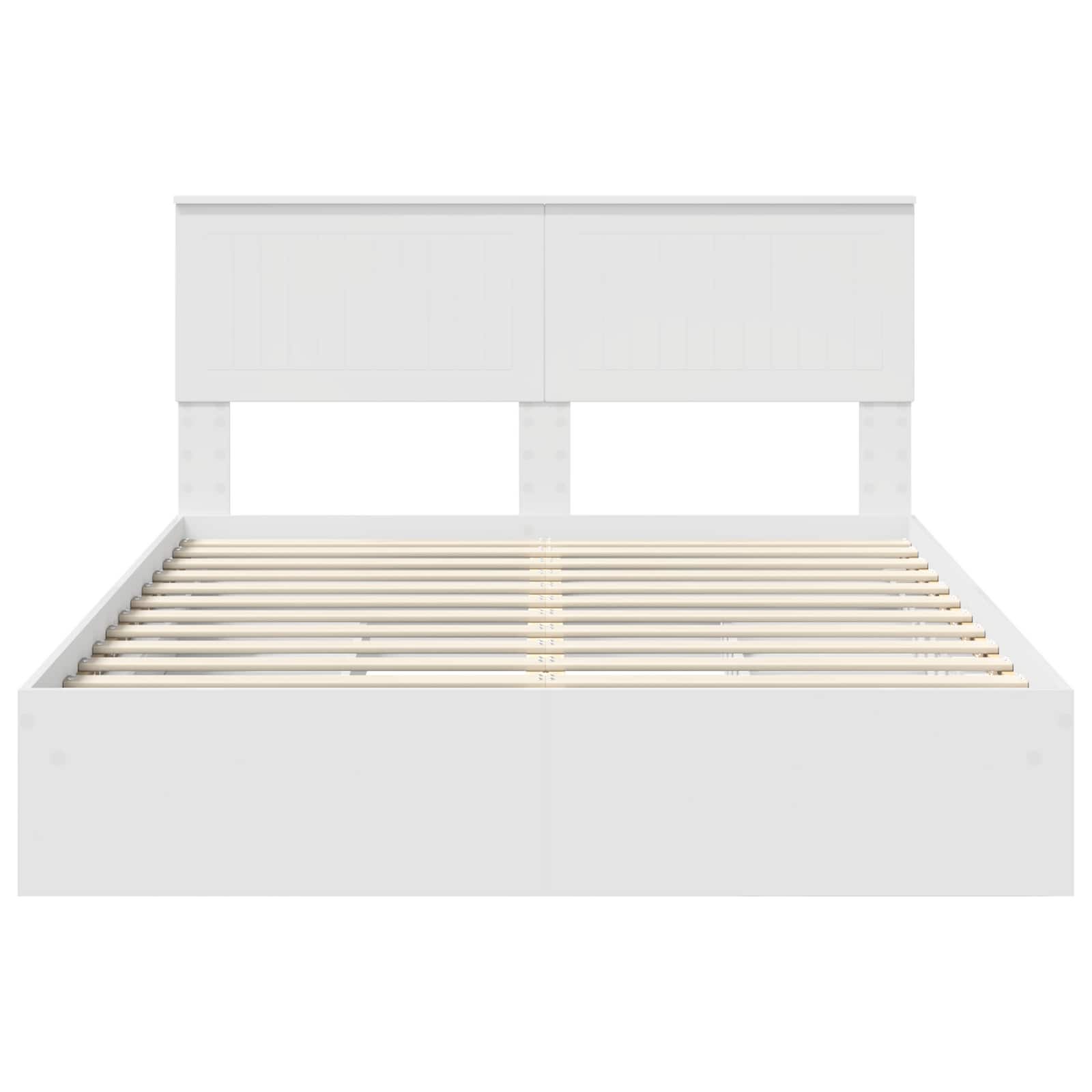 Opslag bed met hoofdeinde Wit 140 x 190 cm Bewerkt hout