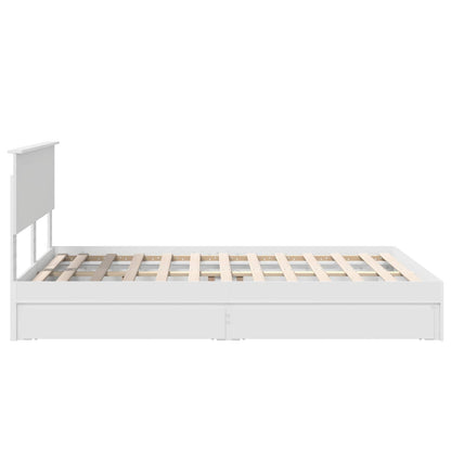 Opslag bed met hoofdeinde Wit 140 x 190 cm Bewerkt hout