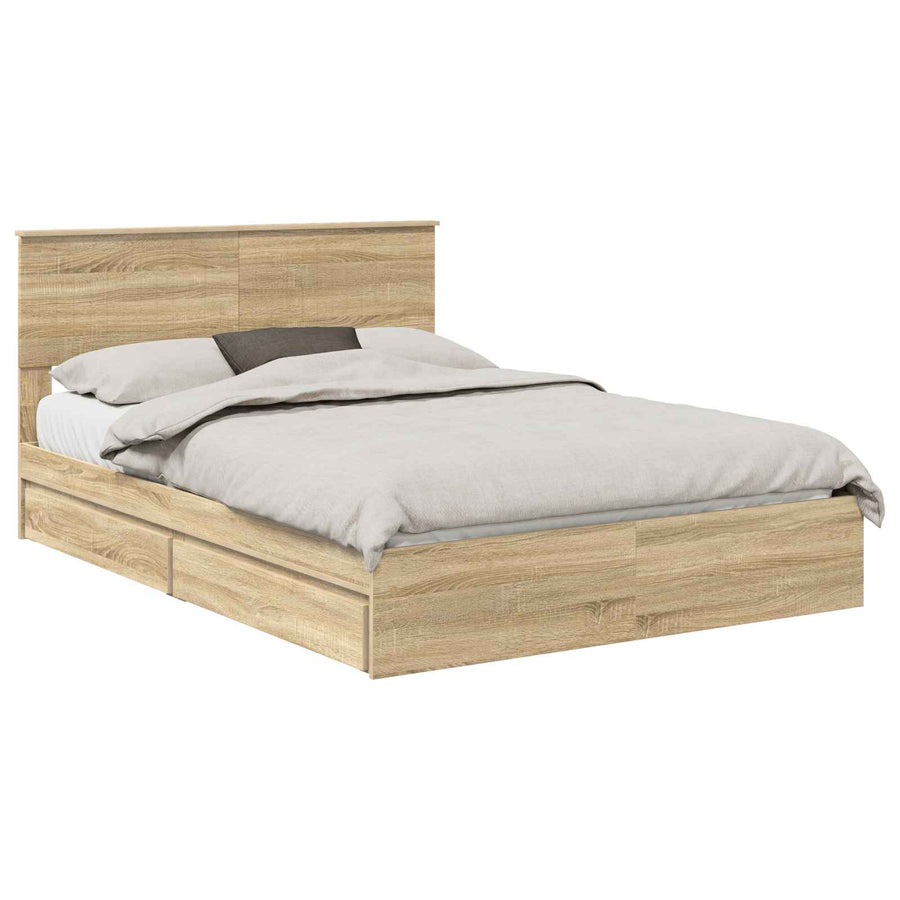 Opslag bed met lade Sonoma Eiken 140 x 190 cm Bewerkt hout