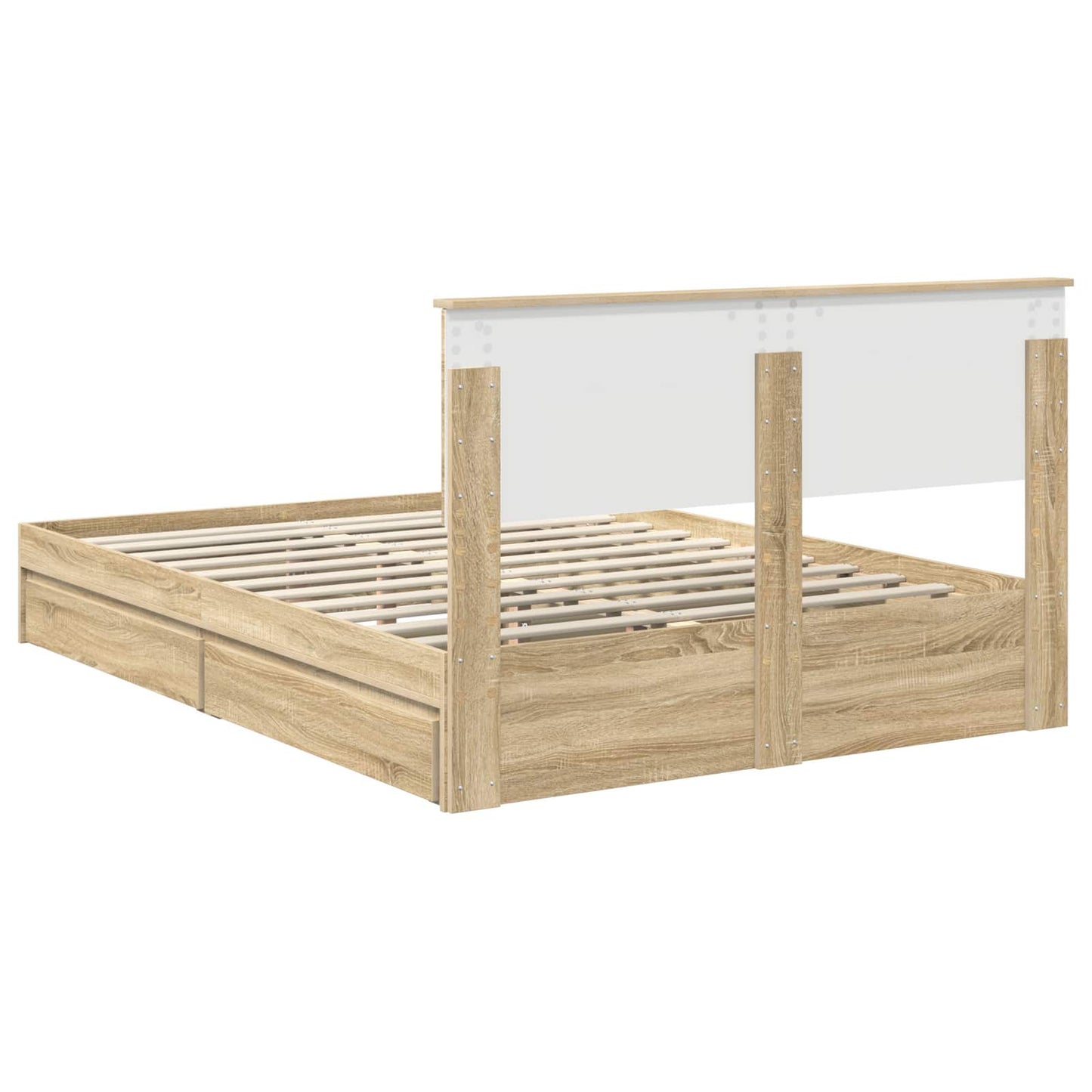 Opslag bed met lade Sonoma Eiken 140 x 190 cm Bewerkt hout