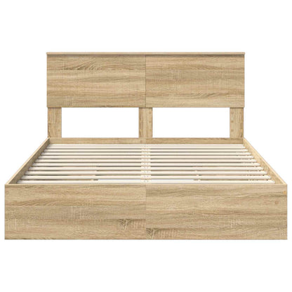 Opslag bed met lade Sonoma Eiken 140 x 190 cm Bewerkt hout