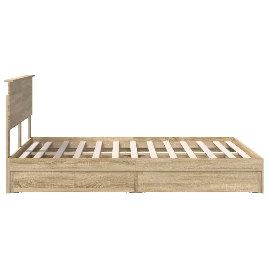 Opslag bed met lade Sonoma Eiken 140 x 190 cm Bewerkt hout