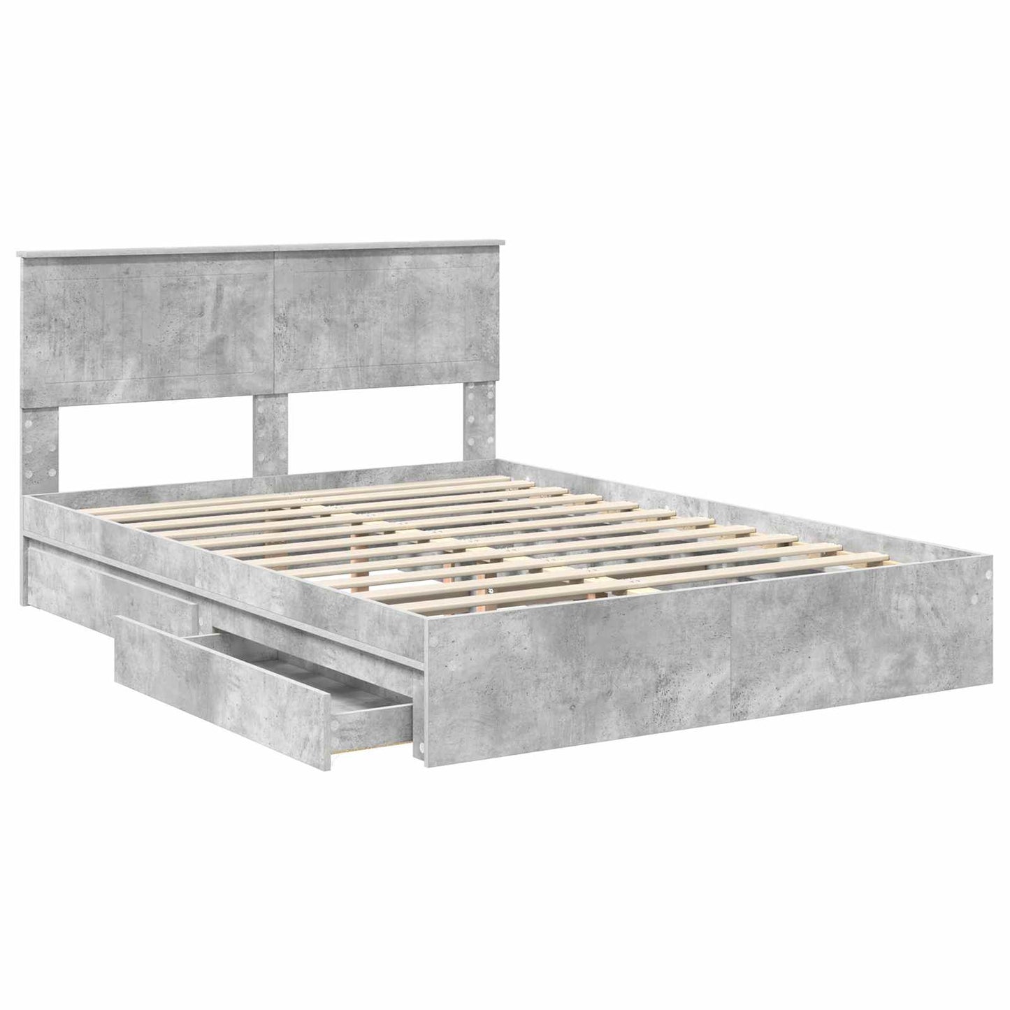 Opslag bed met hoofdeinde Beton Grijs 135 x 190 cm Bewerkt hout