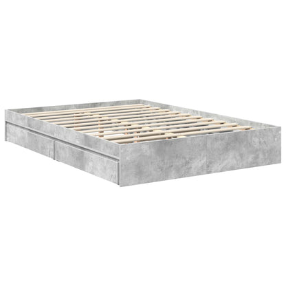 Opslag bed met hoofdeinde Beton Grijs 135 x 190 cm Bewerkt hout