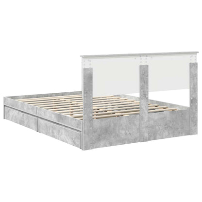 Opslag bed met hoofdeinde Beton Grijs 135 x 190 cm Bewerkt hout