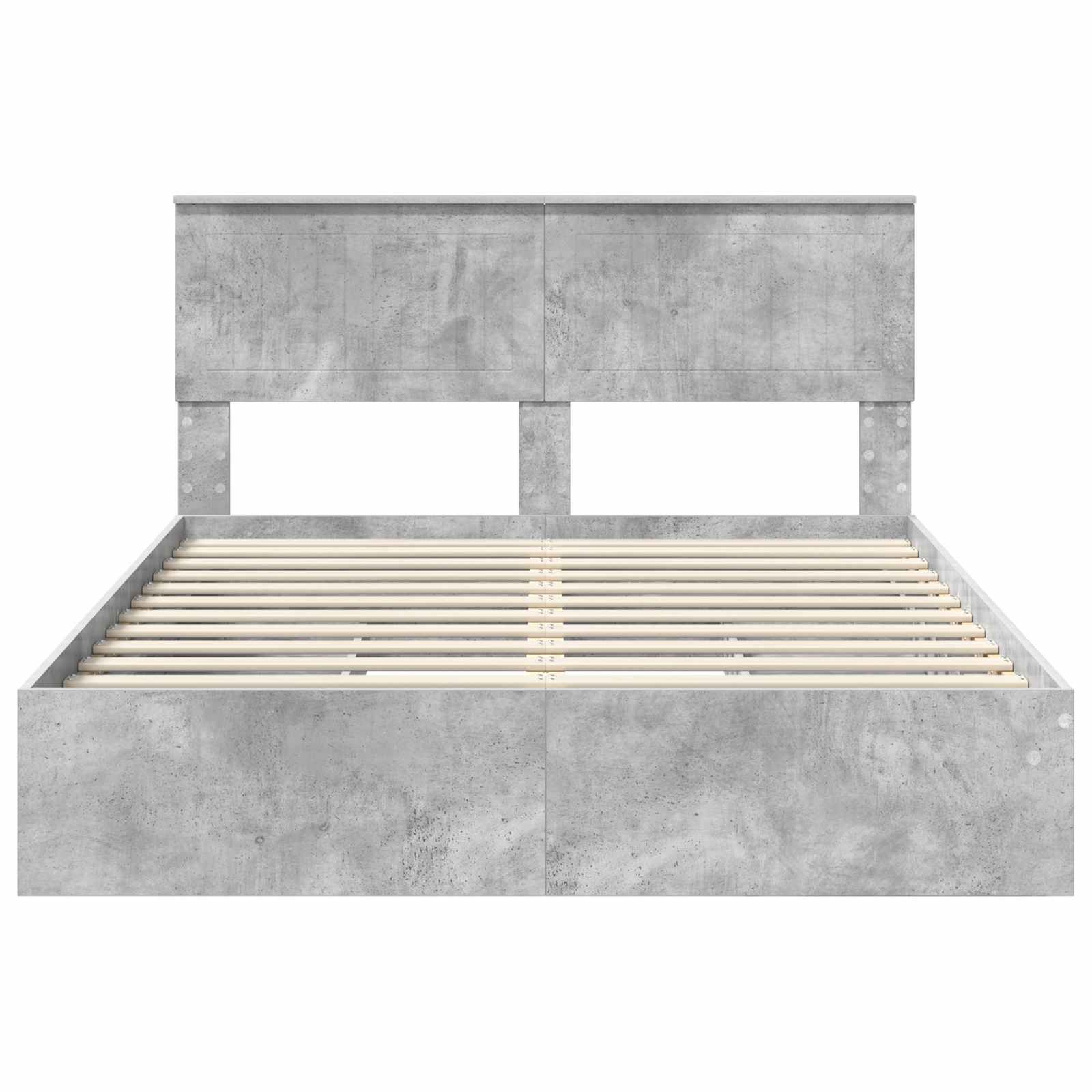 Opslag bed met hoofdeinde Beton Grijs 135 x 190 cm Bewerkt hout