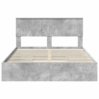 Opslag bed met hoofdeinde Beton Grijs 135 x 190 cm Bewerkt hout