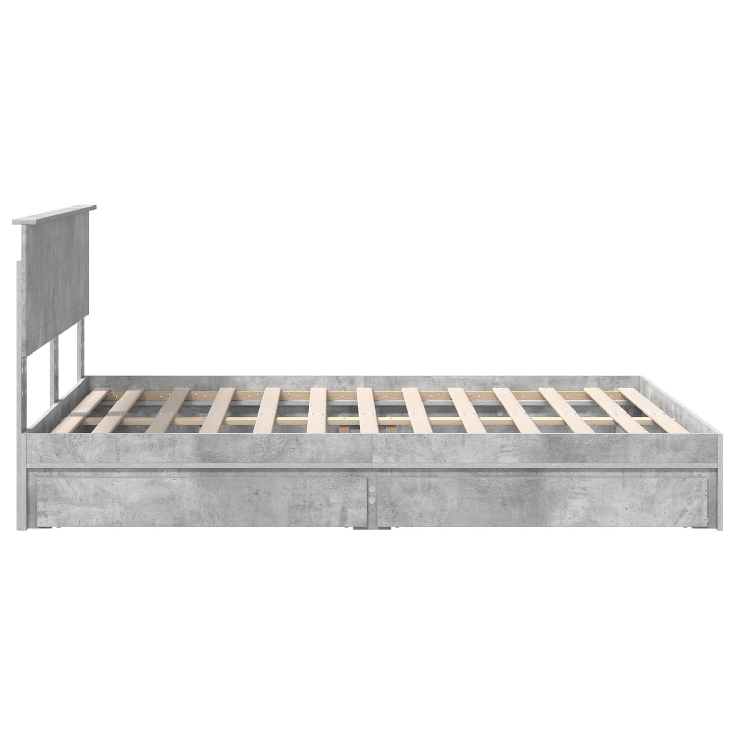 Opslag bed met hoofdeinde Beton Grijs 135 x 190 cm Bewerkt hout