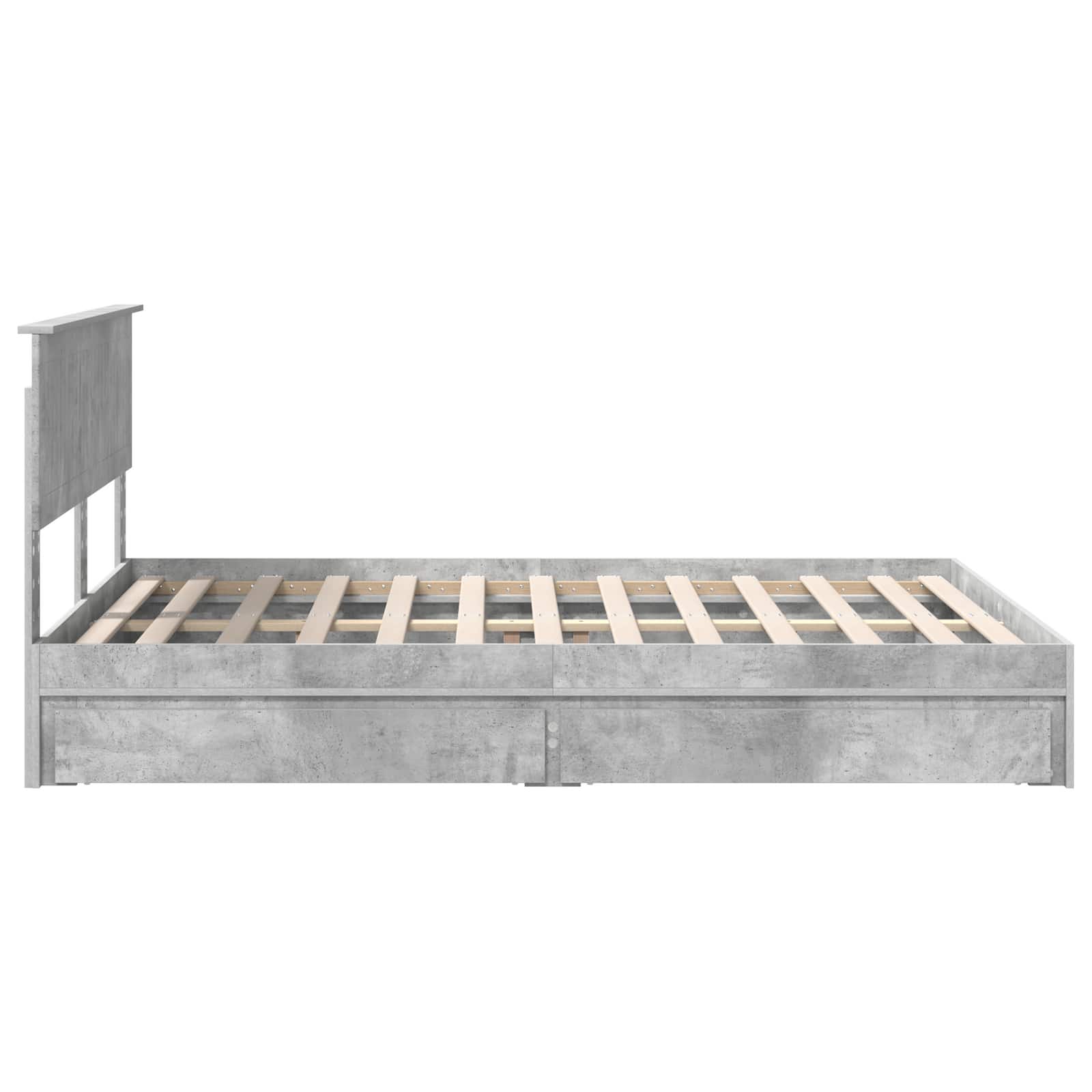 Opslag bed met hoofdeinde Beton Grijs 135 x 190 cm Bewerkt hout