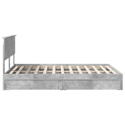 Opslag bed met hoofdeinde Beton Grijs 135 x 190 cm Bewerkt hout