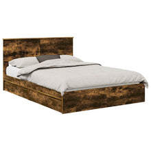 Opslag bed met lade Gerookt eiken 135 x 190 cm Bewerkt hout