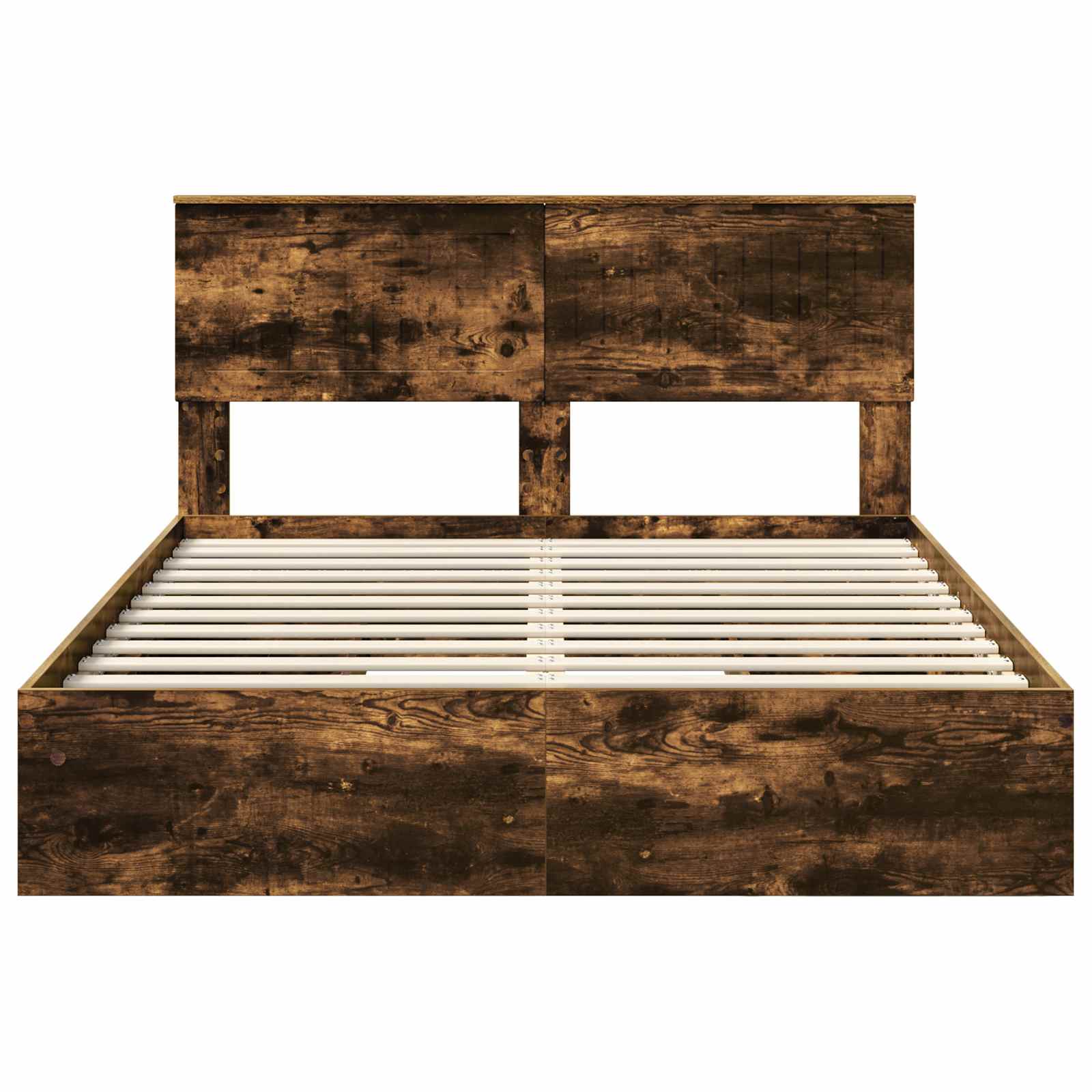 Opslag bed met lade Gerookt eiken 135 x 190 cm Bewerkt hout