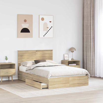 Opslag bed met lade Sonoma Eiken 120 x 200 cm Bewerkt hout