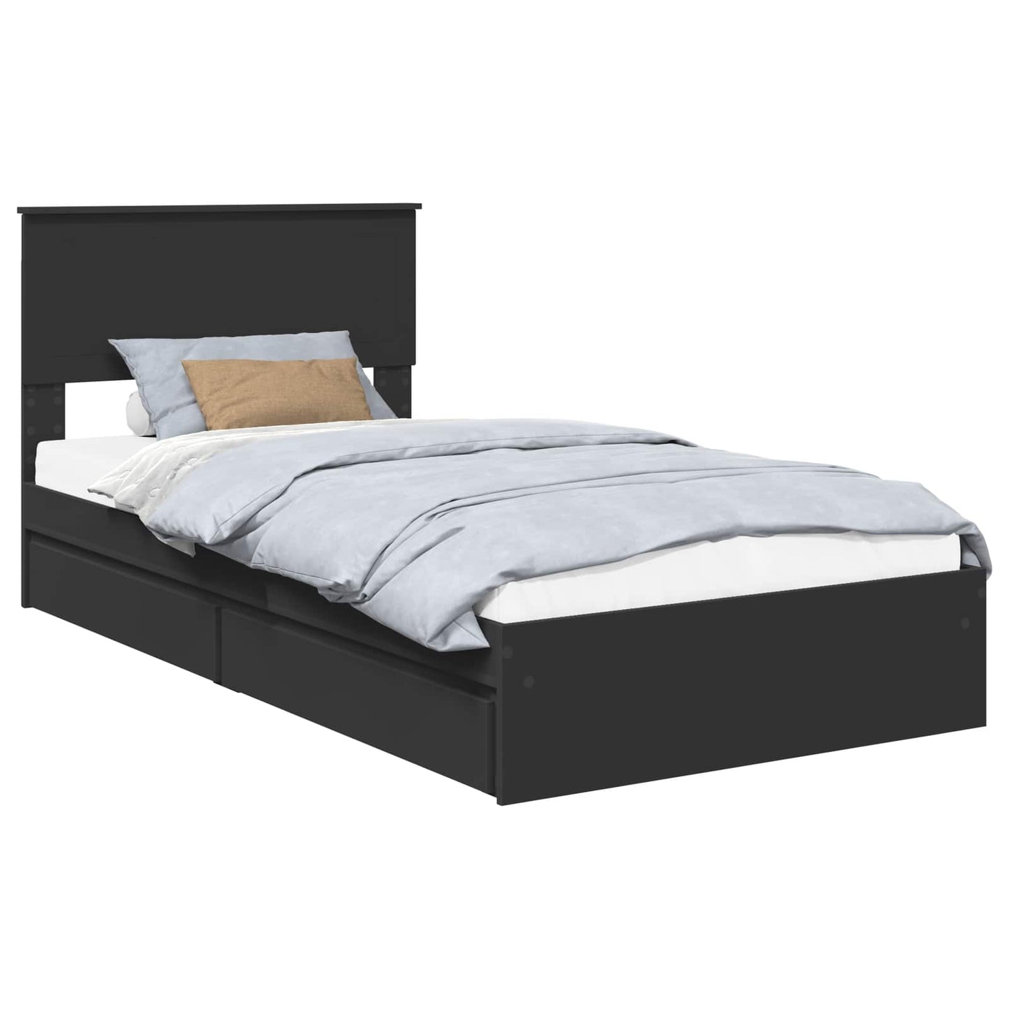 Opslag bed met hoofdeinde Zwart 100 x 200 cm Bewerkt hout