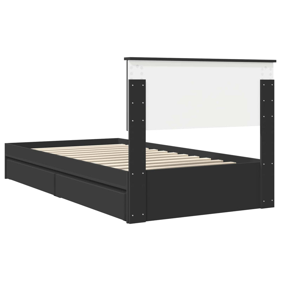 Opslag bed met hoofdeinde Zwart 100 x 200 cm Bewerkt hout