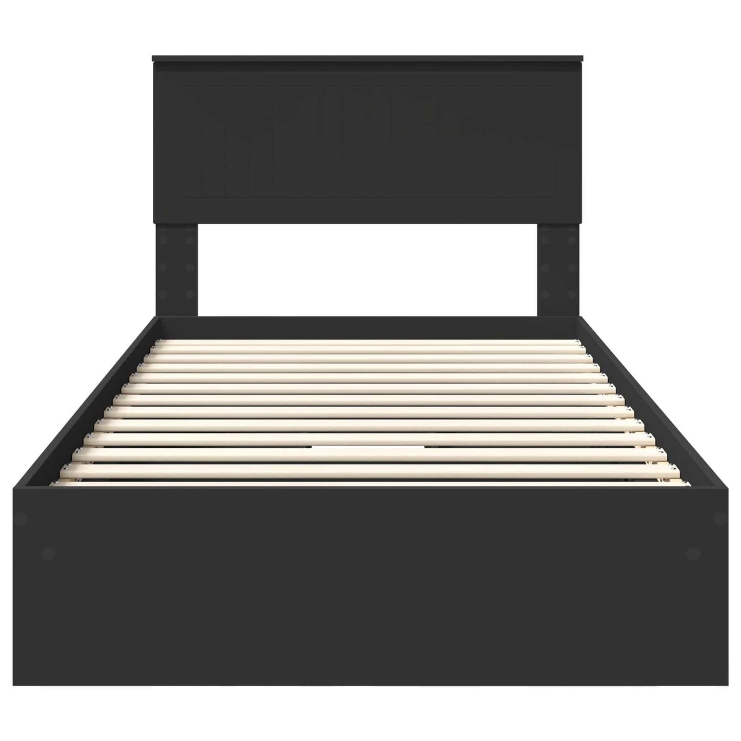 Opslag bed met hoofdeinde Zwart 100 x 200 cm Bewerkt hout