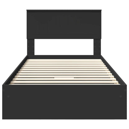 Opslag bed met hoofdeinde Zwart 100 x 200 cm Bewerkt hout