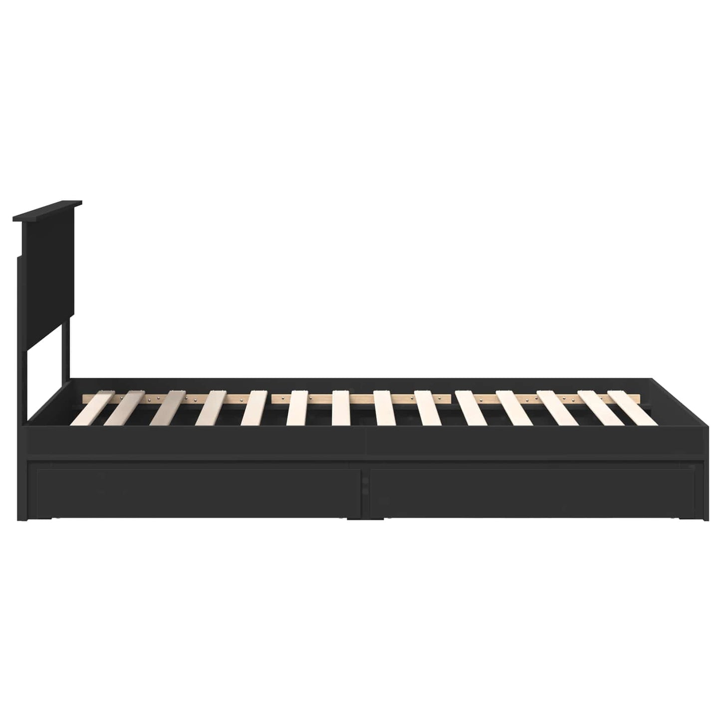 Opslag bed met hoofdeinde Zwart 100 x 200 cm Bewerkt hout