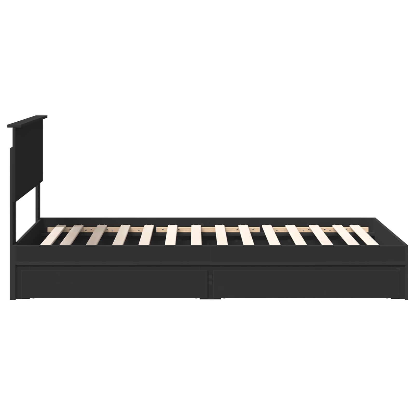 Opslag bed met hoofdeinde Zwart 100 x 200 cm Bewerkt hout