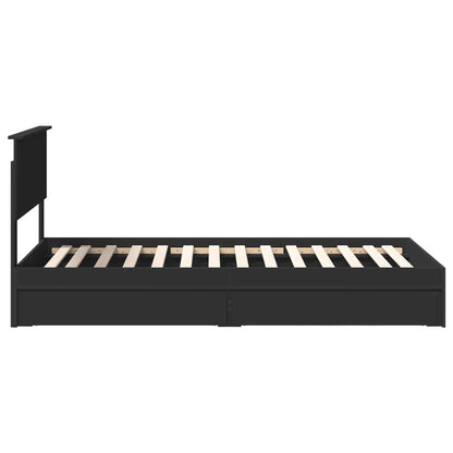 Opslag bed met hoofdeinde Zwart 100 x 200 cm Bewerkt hout