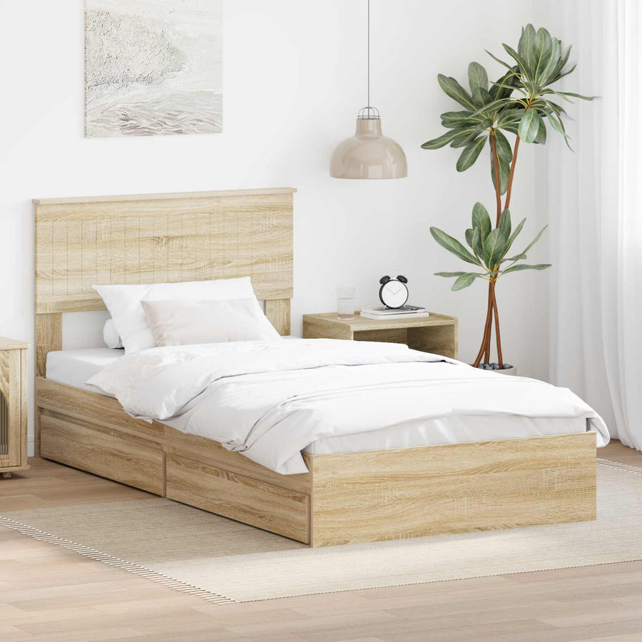 Bedframe met lade Sonoma Eiken 100 x 200 cm Bewerkt hout