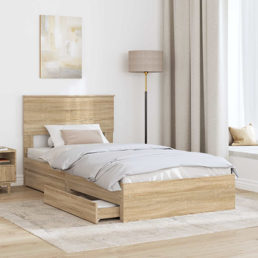 Bedframe met lade Sonoma Eiken 100 x 200 cm Bewerkt hout