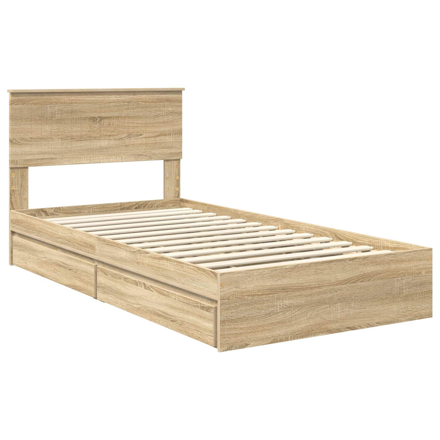 Bedframe met lade Sonoma Eiken 100 x 200 cm Bewerkt hout