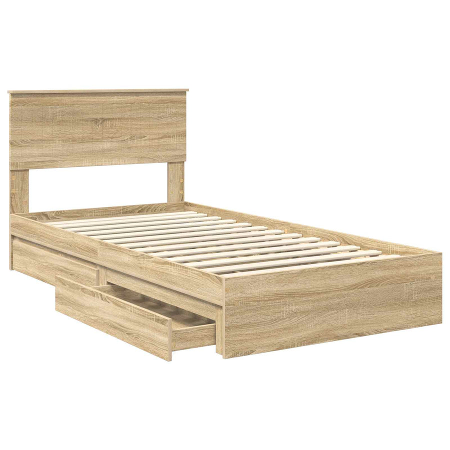 Bedframe met lade Sonoma Eiken 100 x 200 cm Bewerkt hout