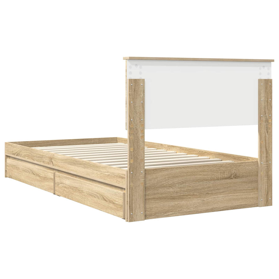 Bedframe met lade Sonoma Eiken 100 x 200 cm Bewerkt hout