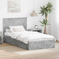 Opslag bed met hoofdeinde Beton Grijs 100 x 200 cm Bewerkt hout
