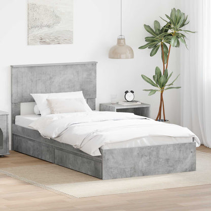 Bedframe met lade Beton Grijs 100 x 200 cm Bewerkt hout