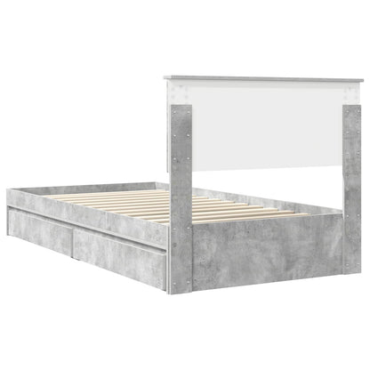 Bedframe met lade Beton Grijs 100 x 200 cm Bewerkt hout
