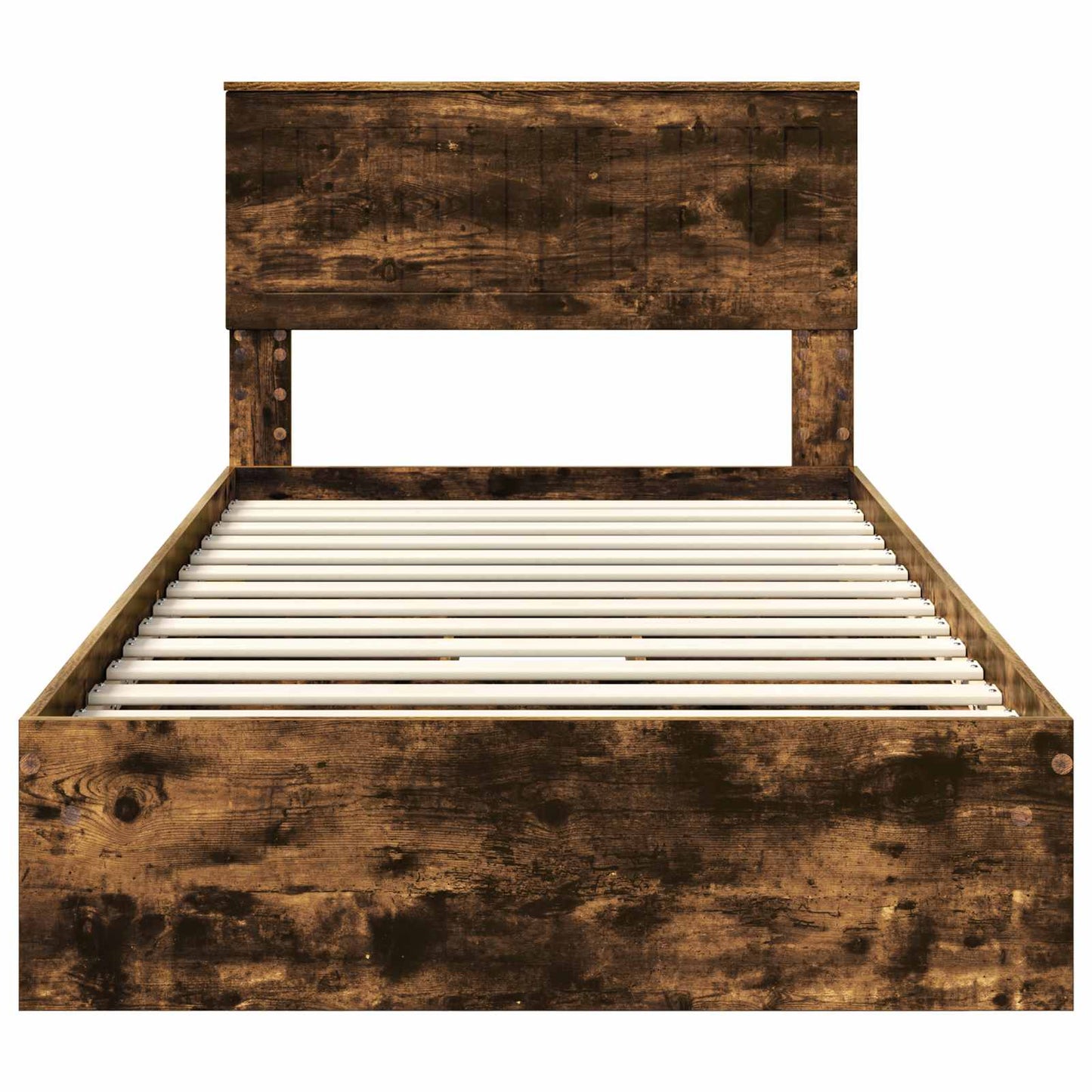 Bedframe met lade Gerookt eiken 100 x 200 cm Bewerkt hout