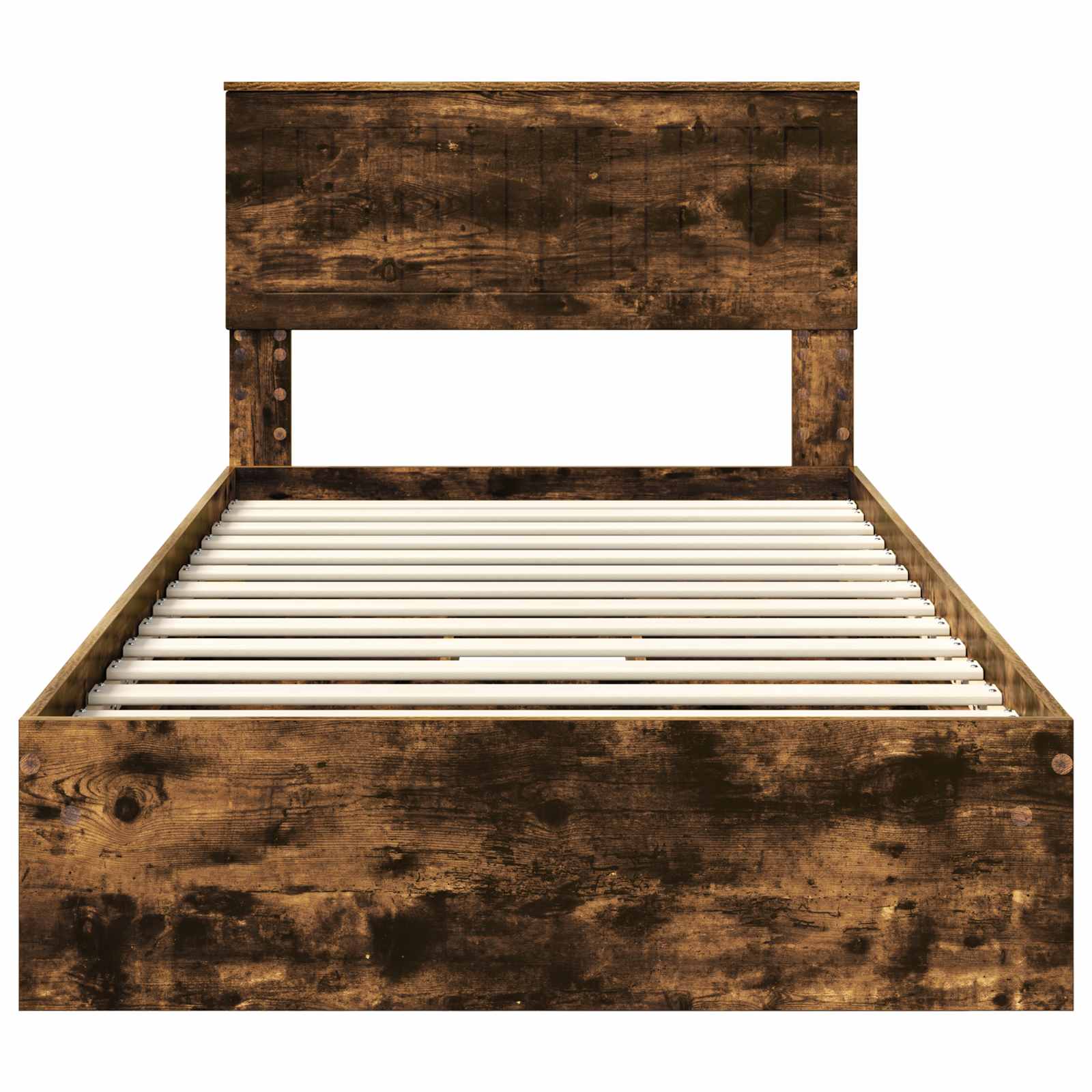 Bedframe met lade Gerookt eiken 100 x 200 cm Bewerkt hout