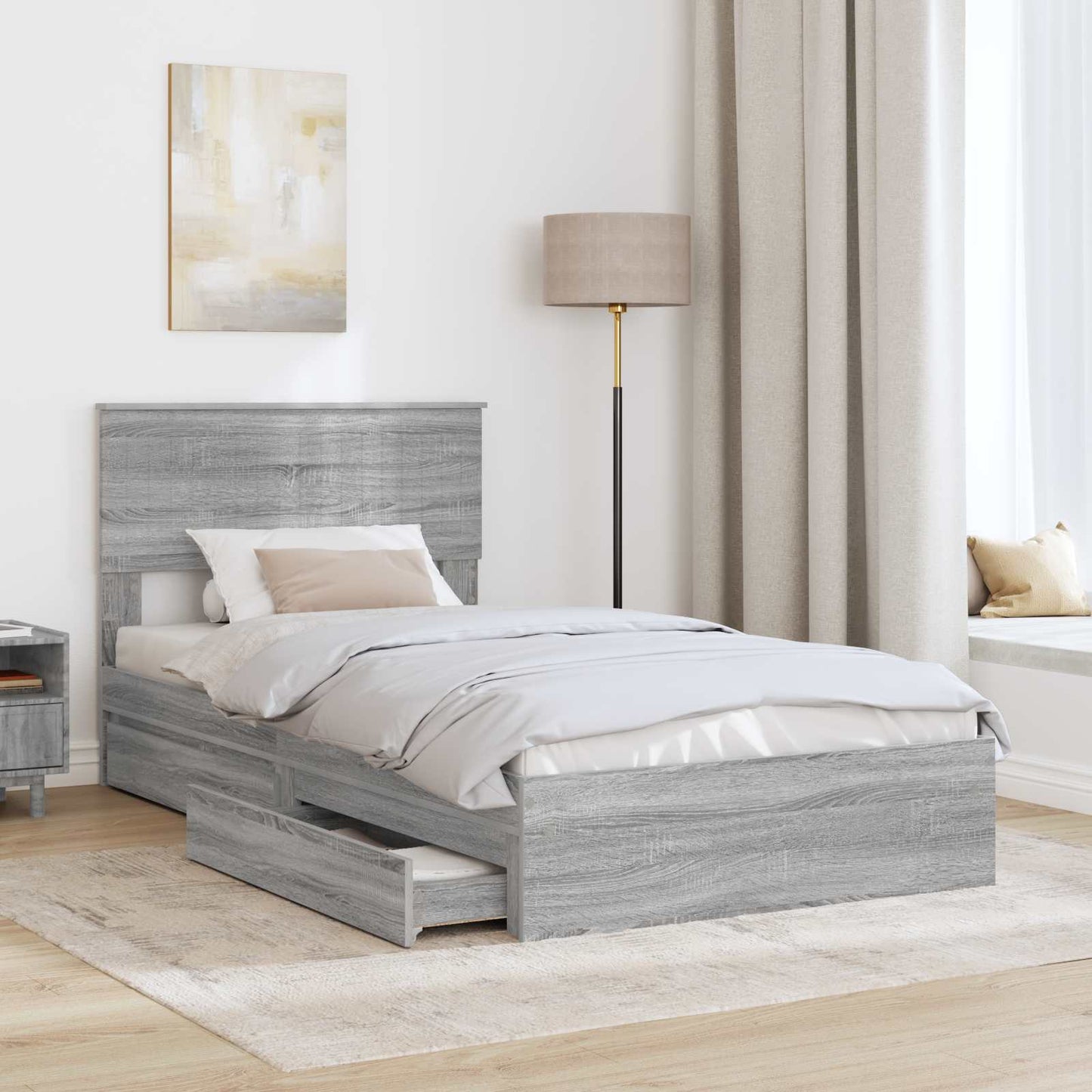 Bedframe met lade Grijs Sonoma 100 x 200 cm Bewerkt hout
