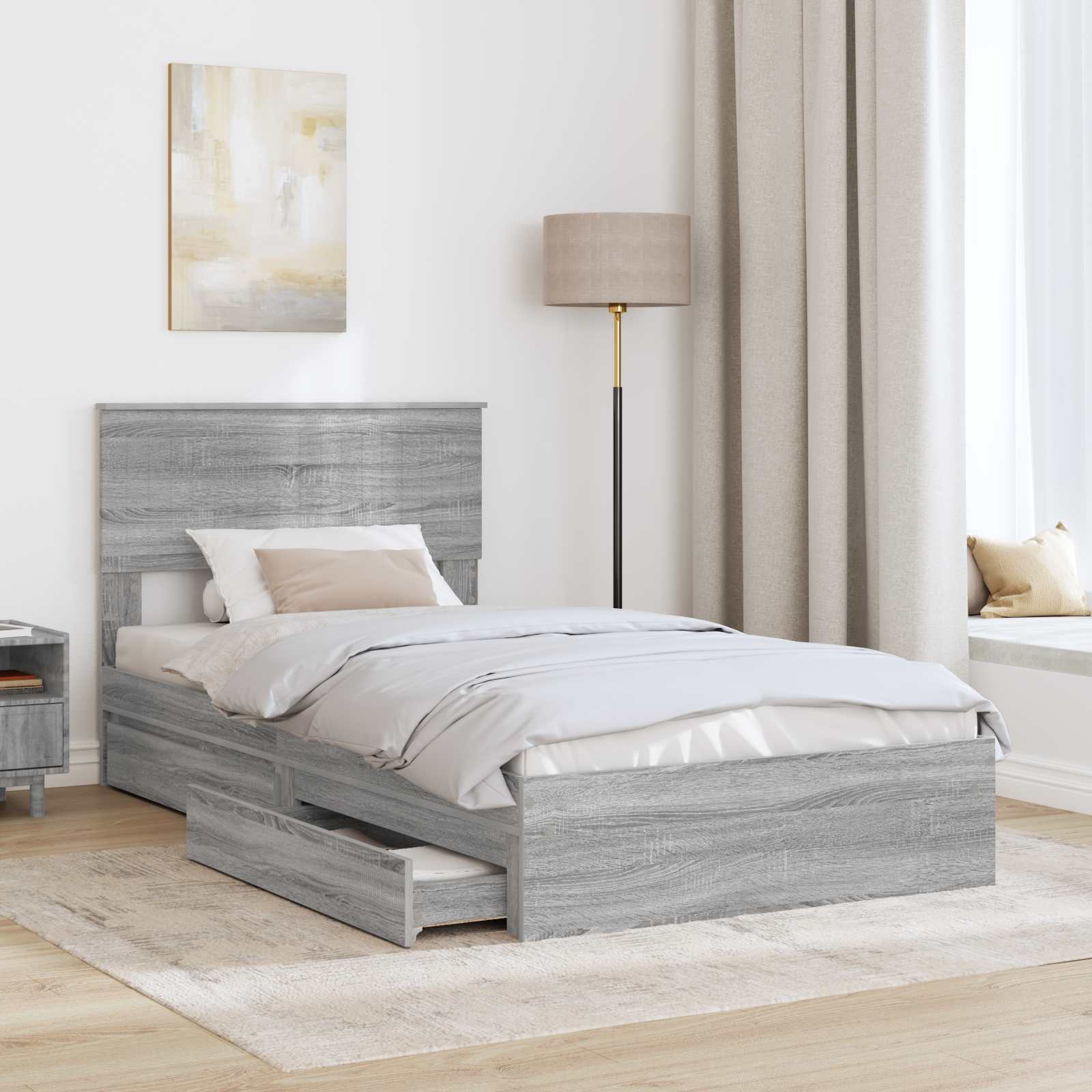 Bedframe met lade Grijs Sonoma 100 x 200 cm Bewerkt hout