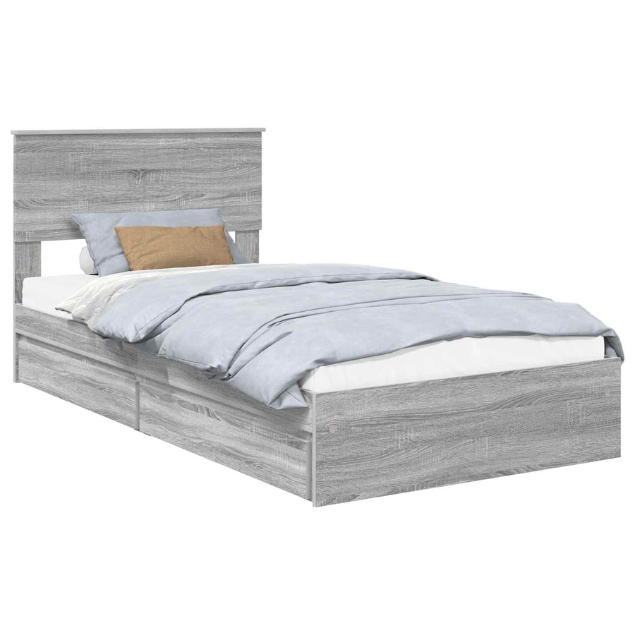 Bedframe met lade Grijs Sonoma 100 x 200 cm Bewerkt hout