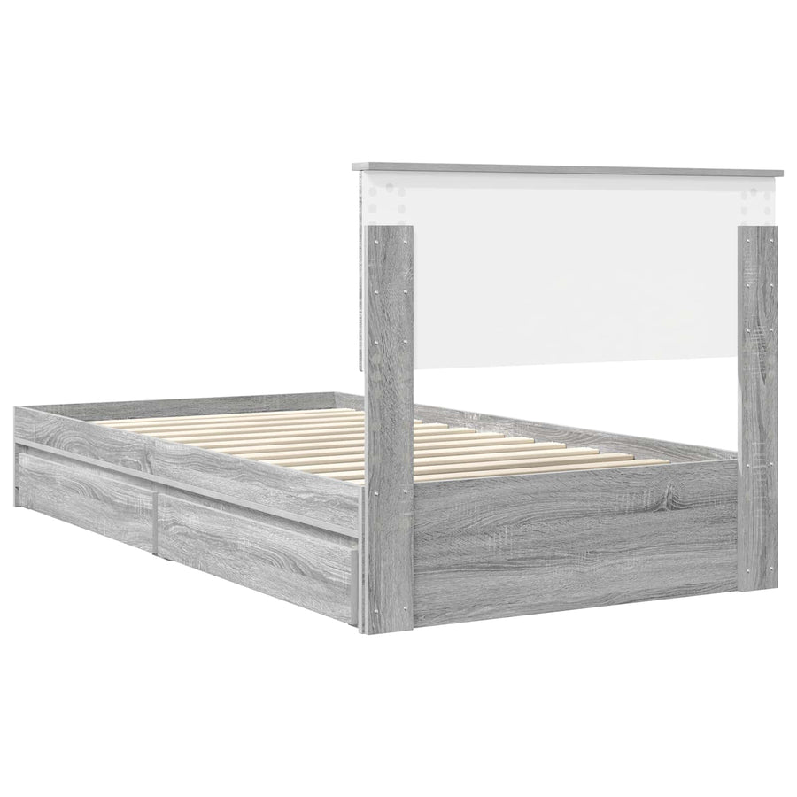 Bedframe met lade Grijs Sonoma 100 x 200 cm Bewerkt hout