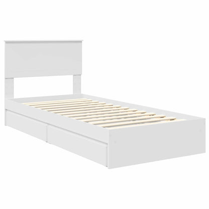 Bedframe met lade met hoofdeinde Wit 90 x 200 cm Bewerkt hout