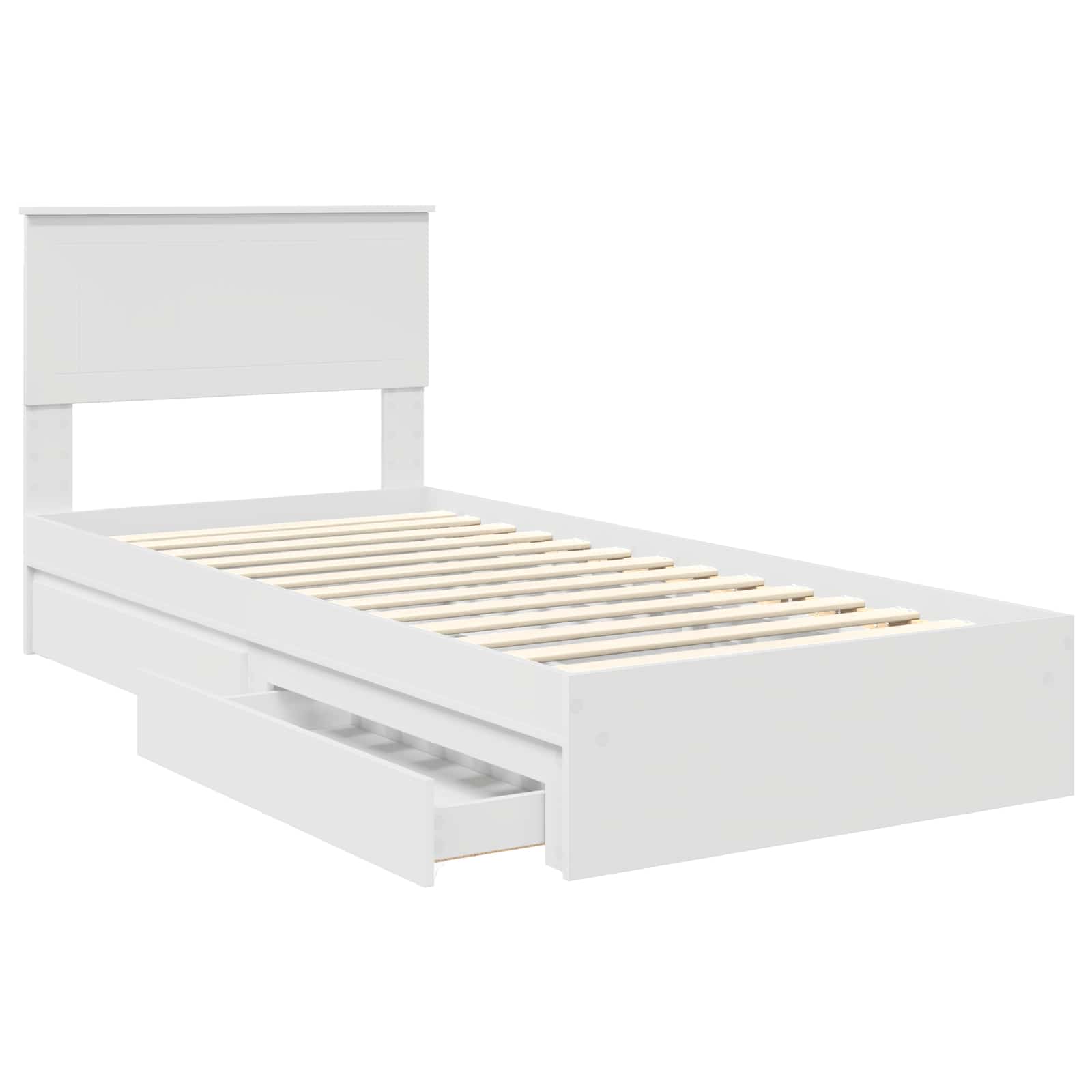 Bedframe met lade met hoofdeinde Wit 90 x 200 cm Bewerkt hout