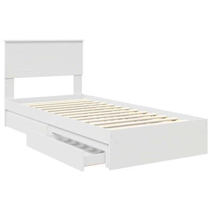 Bedframe met lade met hoofdeinde Wit 90 x 200 cm Bewerkt hout