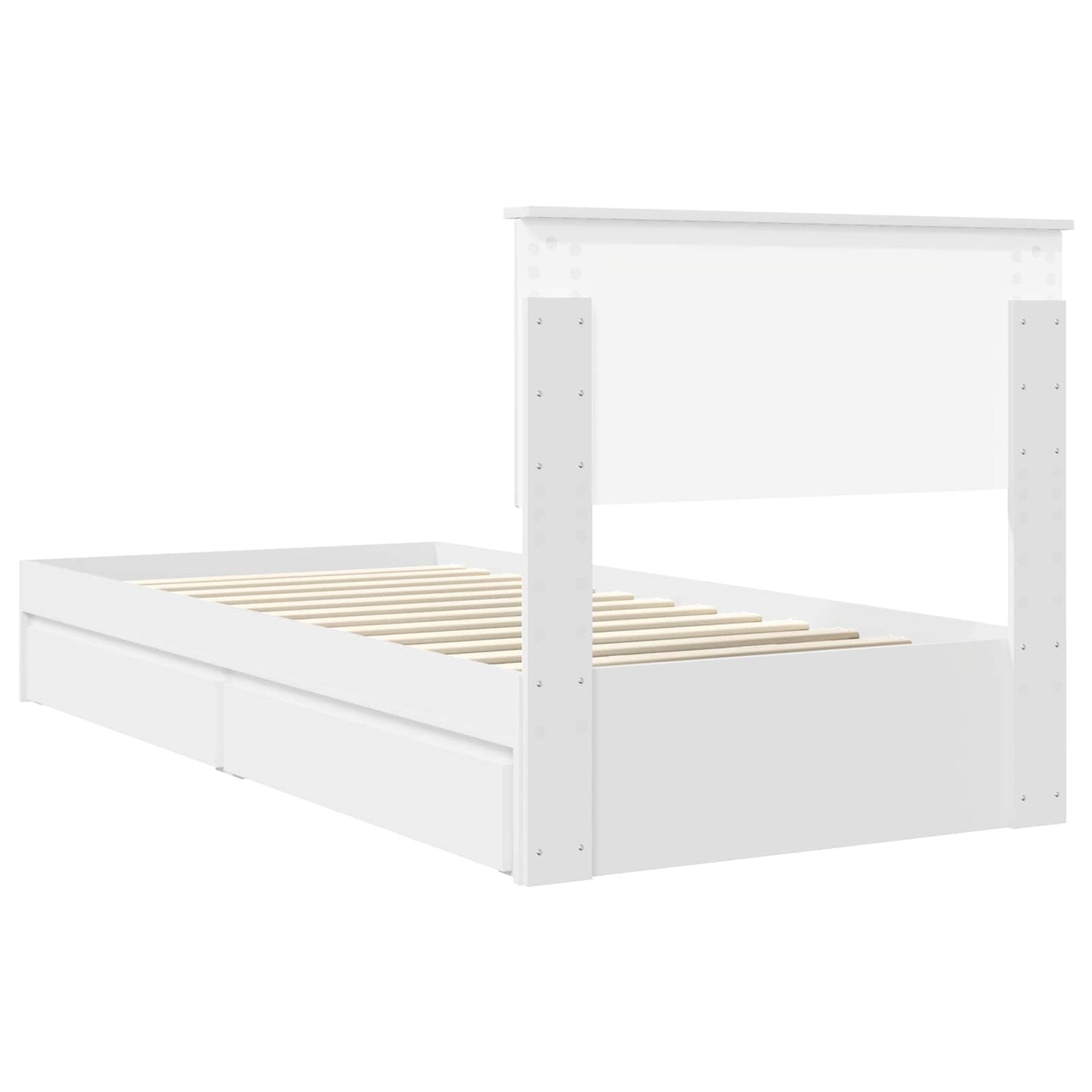 Bedframe met lade met hoofdeinde Wit 90 x 200 cm Bewerkt hout