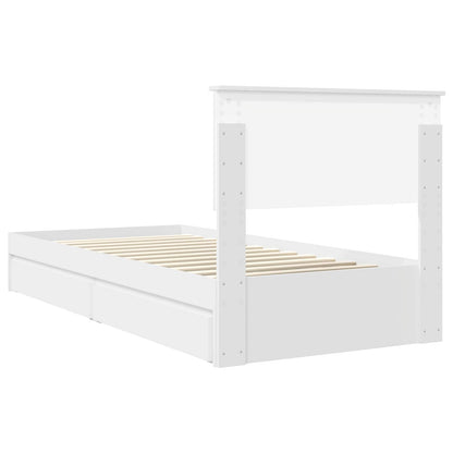 Bedframe met lade met hoofdeinde Wit 90 x 200 cm Bewerkt hout