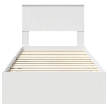 Bedframe met lade met hoofdeinde Wit 90 x 200 cm Bewerkt hout