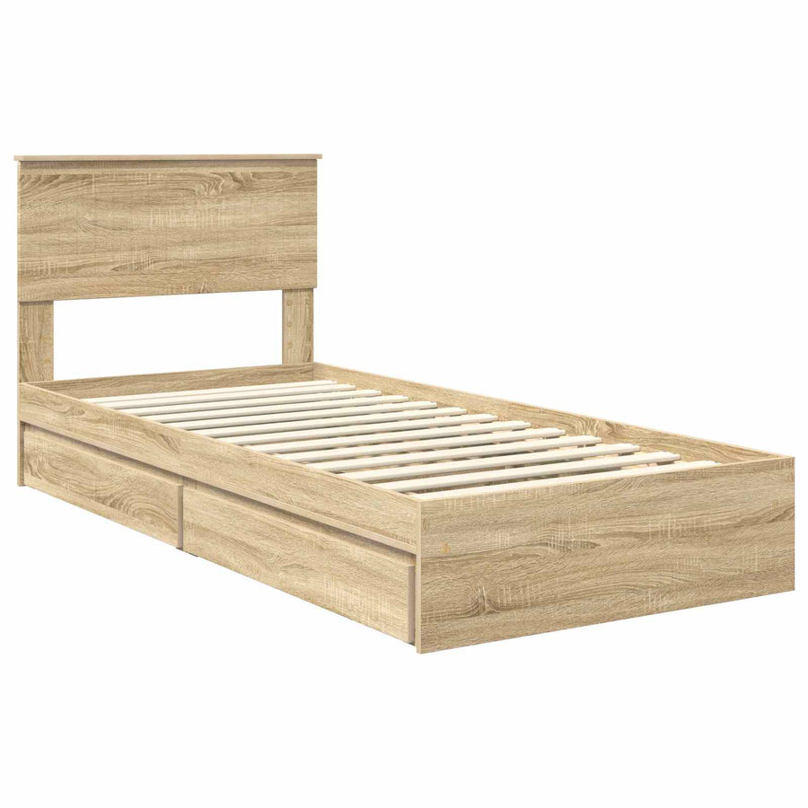 Bedframe met lade Sonoma Eiken 90 x 200 cm Bewerkt hout
