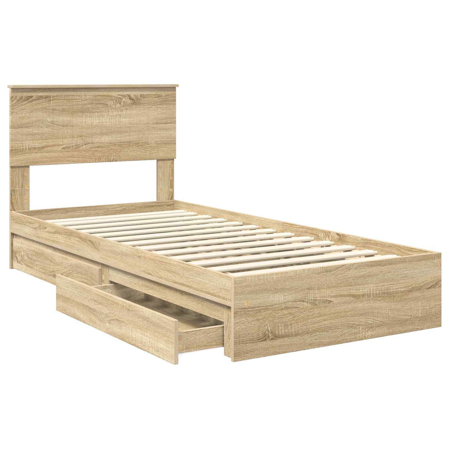 Bedframe met lade Sonoma Eiken 90 x 200 cm Bewerkt hout